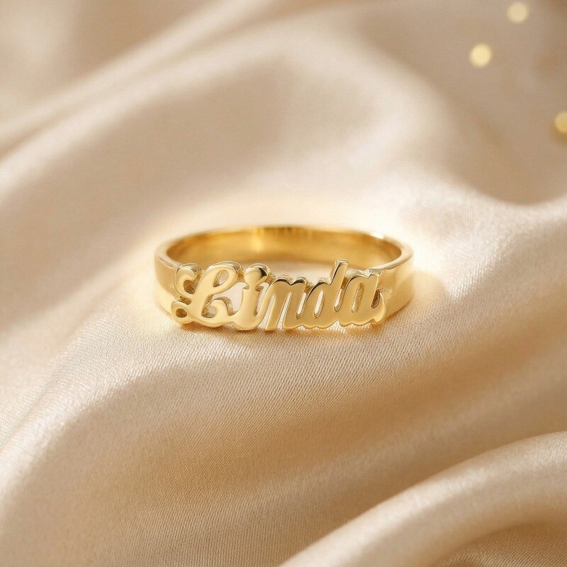 10K Rose Gold Personalized Classic Name Ring-3