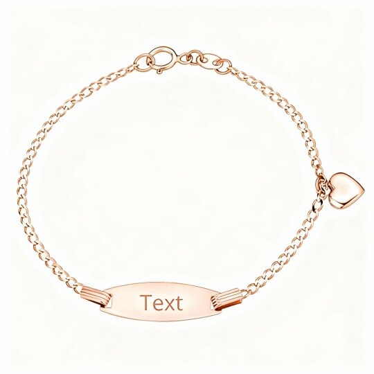 Pulsera de identificación grabada personalizada en oro rosa de 10 quilates
