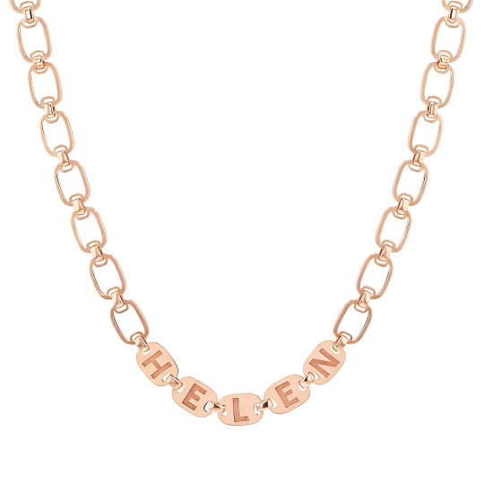 10K Rose Gold Personalized Engraving Paperclip Chain Necklace
