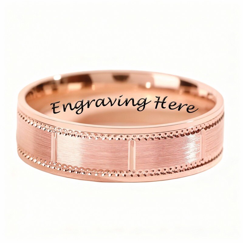 Bague en or rose 10 carats avec gravure personnalisée pour homme-1