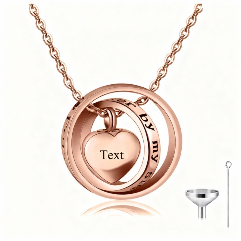 Collier urne funéraire personnalisé en or rose 14 carats avec gravure-1
