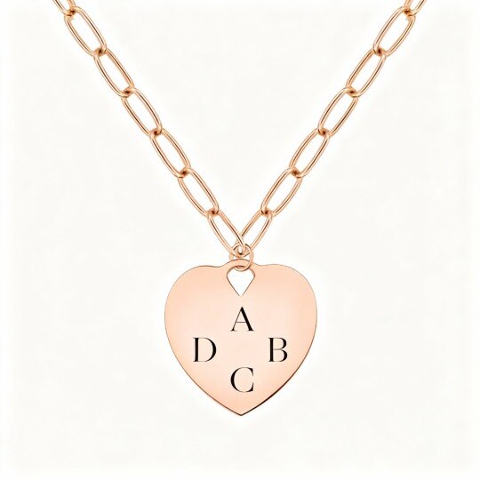 Collar con colgante de corazón e inicial personalizada en oro rosa de 10 quilates
