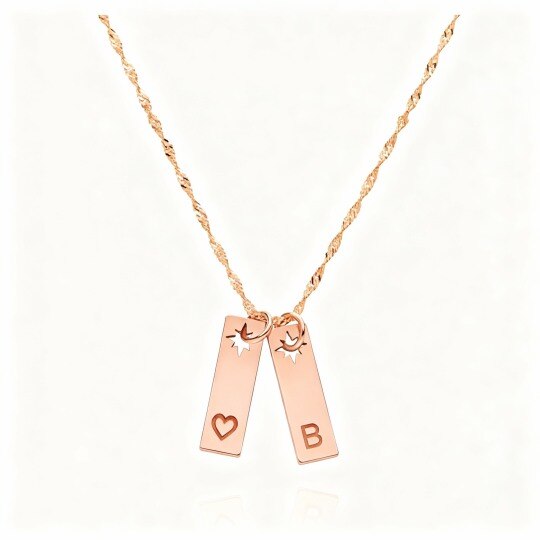 Collar con colgante de inicial personalizada en oro rosa de 10 quilates