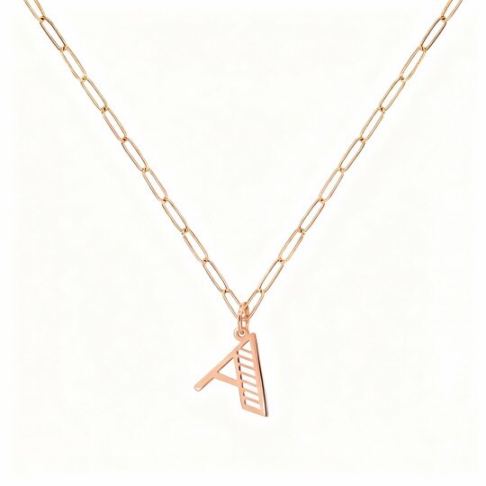 Collar con colgante de inicial personalizada en oro rosa de 10 quilates