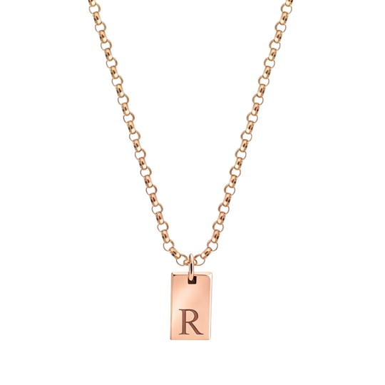 Collar con colgante de inicial personalizada en oro rosa de 10 quilates