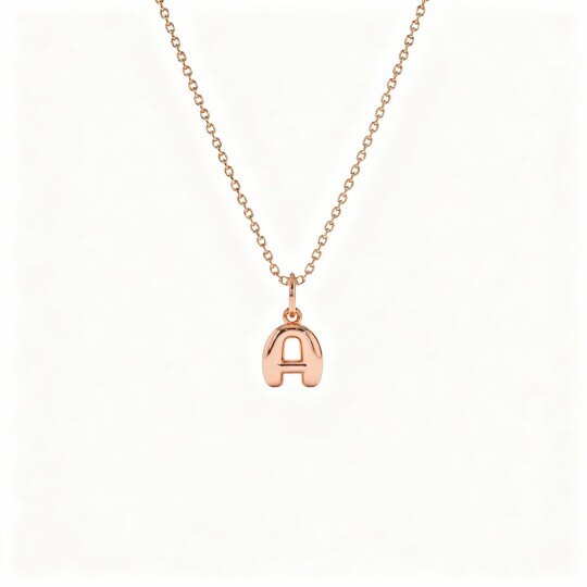 Collar con colgante de inicial personalizada en oro rosa de 10 quilates