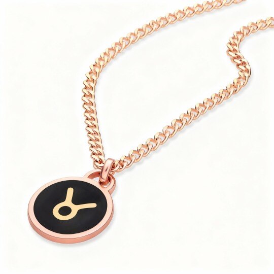 Collar con colgante de inicial personalizada en oro rosa de 9 quilates para hombre