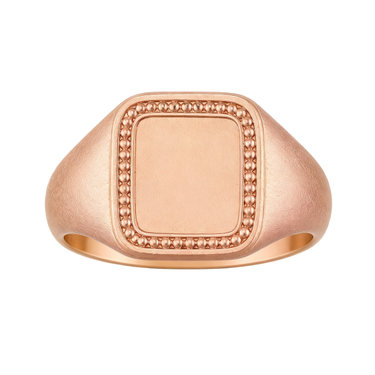 Anillo de sello personalizado con inicial en oro rosa de 10 quilates para hombre.