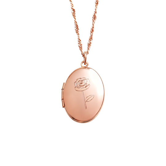 10K Rose Gold Personalized Photo Personalized Photo Locket Necklace