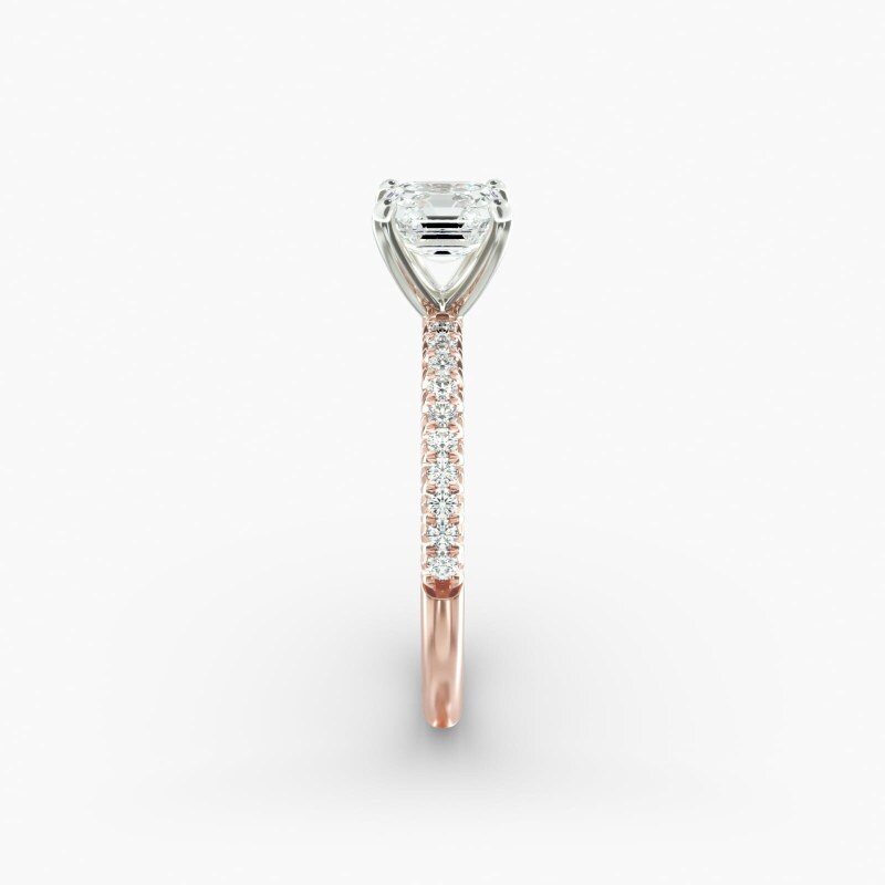 Anillo de compromiso de oro rosa de 10 quilates con pavé de diamantes de laboratorio-5