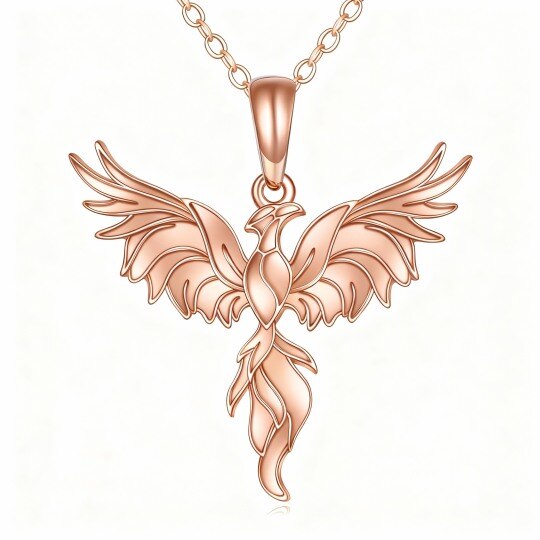 10K Rose Gold Phoenix Pendant Necklace
