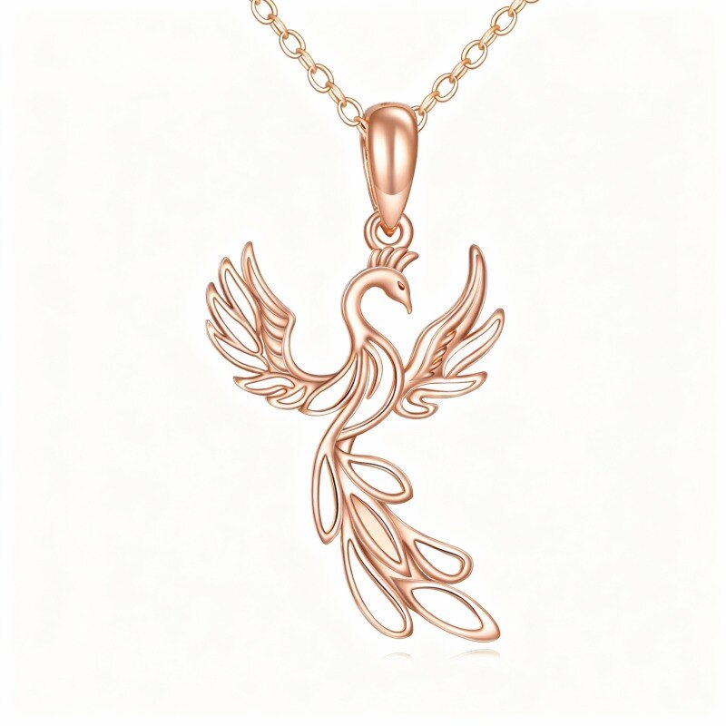 9K Rose Gold Phoenix Pendant Necklace-20