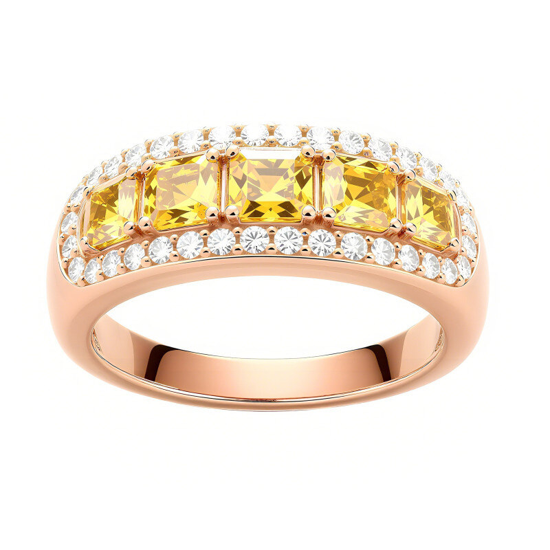 Bague de fiançailles en or rose 10 carats, taille princesse-1