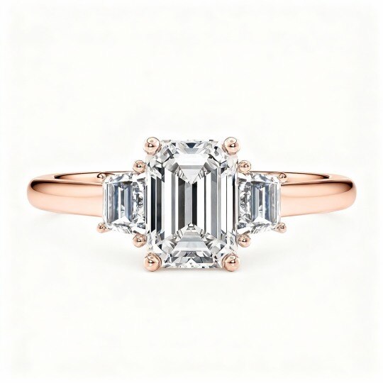 Anillo de compromiso de oro rosa de 10 quilates con moissanita de talla princesa