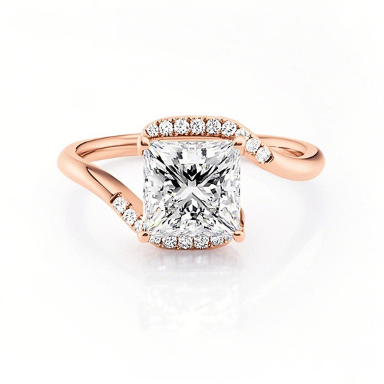 10K Rose Gold Princess Cut Moissanite Ring