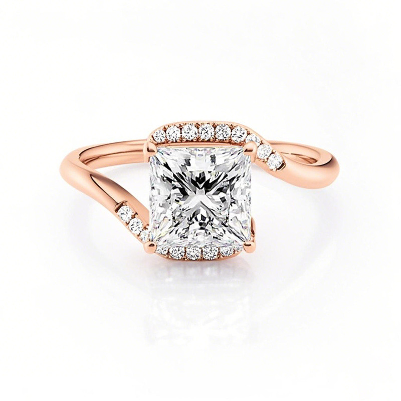 10K Rose Gold Princess Cut Moissanite Ring-2