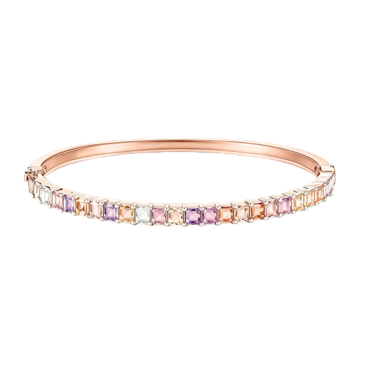 Pulsera de tenis de moissanita talla princesa en oro rosa de 10 quilates