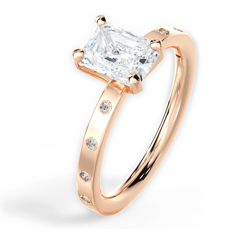 Bague de mariage princesse en or rose 10 carats et moissanite-2