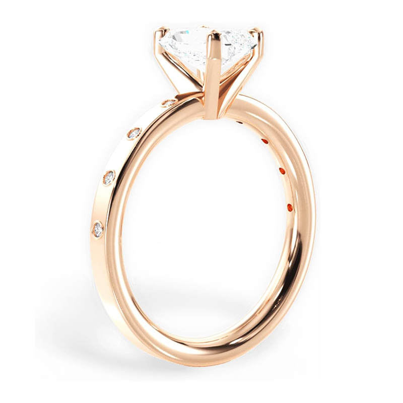 Bague de mariage princesse en or rose 10 carats et moissanite-3