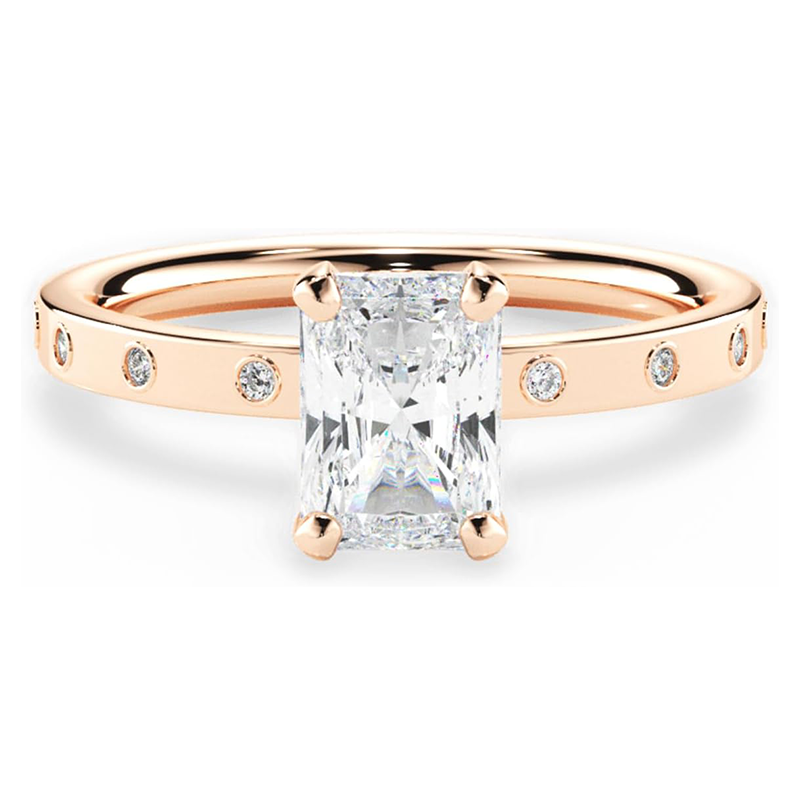 Bague de mariage princesse en or rose 10 carats et moissanite-1