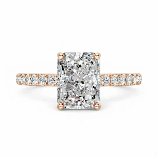 10K Rose Gold Radiant Cut Lab-Grown Diamond Custom Engagement Ring D Color VVS1 Clarity 3EX IGI Certified