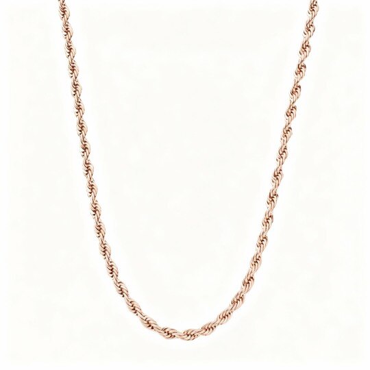 10K Rose Gold Rope Chain Necklace for Men