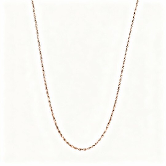 Collar de cadena de cuerda de oro rosa de 10 quilates para hombre