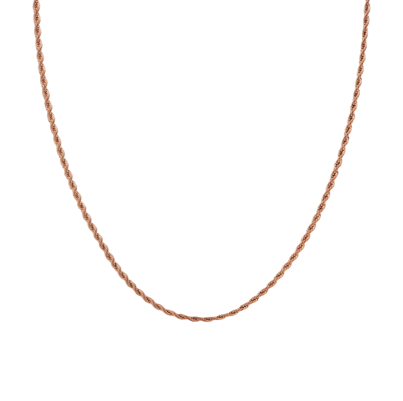 Collar de cadena de oro rosa de 14 quilates para hombre, 3 mm-1