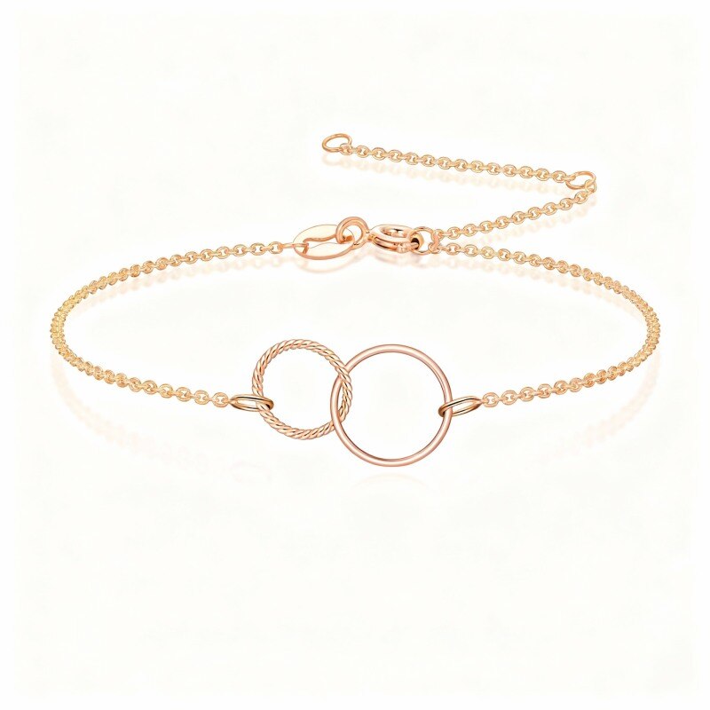 Pulsera redonda con dije de oro rosa de 14 quilates-1