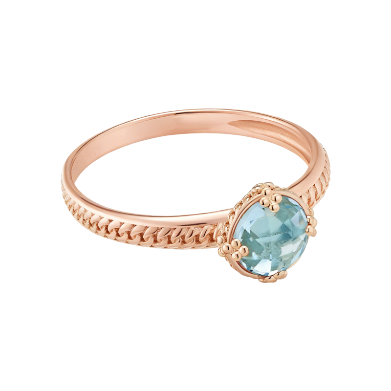 Verlobungsring aus 10-karätigem Roségold mit rundem Geburtsstein (Solitär)-3
