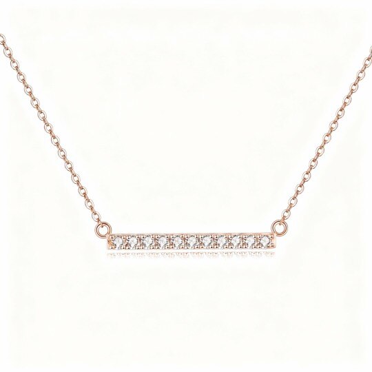 Halskette aus 10-karätigem Roségold mit rundem Zirkonia-Stab