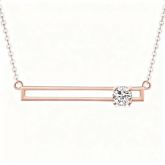 Halskette aus 10-karätigem Roségold mit rundem Zirkonia-Steg