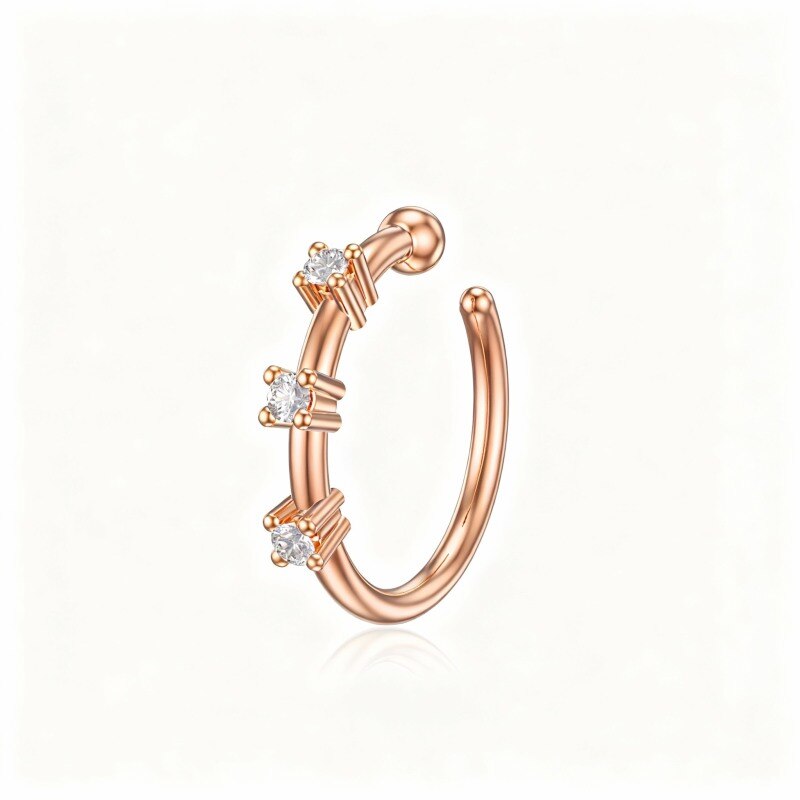 Anneau de nez en or rose 18 carats avec zircon cubique rond-1