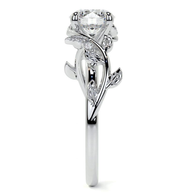 10K Rose Gold 1 to 6 CT Round Cut Moissanite Ivy Natural Inspired Engagement Ring-7