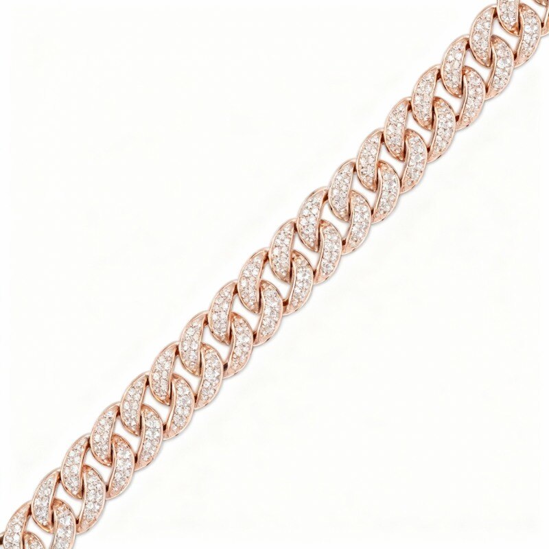 Paar-Armband aus 10-karätigem Roségold mit rund geschliffenen, im Labor hergestellten Diamanten für Herren-1