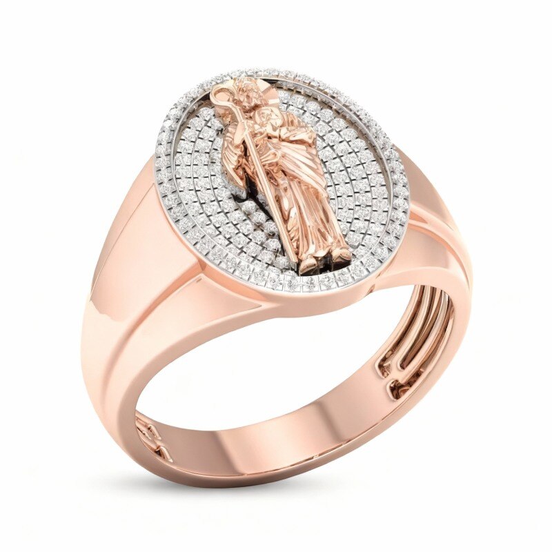 18-karätiger Roségoldring mit rundem, im Labor hergestelltem Diamanten (Farbe D, Reinheit VVS, 3EX)-1