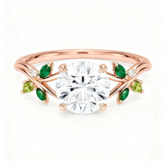Verlobungsring aus 18-karätigem Roségold mit rundem, im Labor gezüchtetem Diamanten (Farbe D, Reinheit VVS1, 3EX).