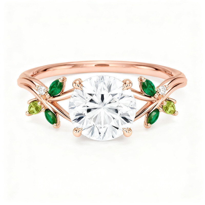 Anillo de compromiso personalizado de oro rosa de 14 quilates con diamante cultivado en laboratorio de talla redonda, color D, claridad VVS1, 3EX.-1