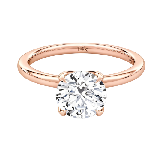 10K Rose Gold Round Cut Lab-Grown Diamond Custom Engagement Ring D Color VVS1 Clarity 3EX IGI Certified