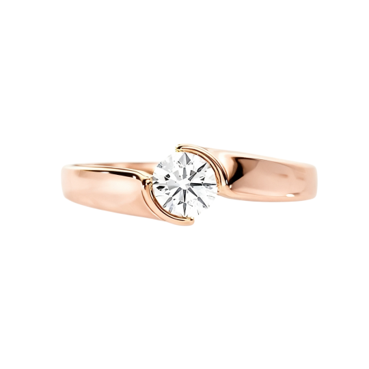 10K Rose Gold Round Cut Lab-Grown Diamond Custom Engagement Ring D Color VVS1 Clarity 3EX IGI Certified