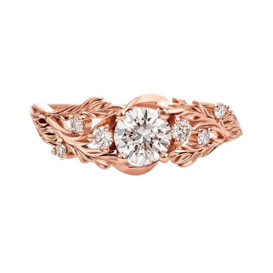 10K Rose Gold Round Cut Lab-Grown Diamond Custom Engagement Ring D Color VVS1 Clarity 3EX IGI Certified