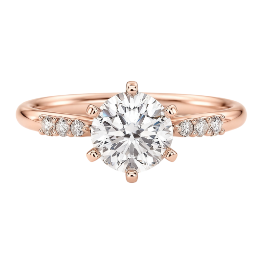 10K Rose Gold Round Cut Lab-Grown Diamond Custom Engagement Ring D Color VVS1 Clarity 3EX IGI Certified