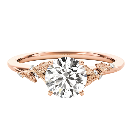 10K Rose Gold Round Cut Lab-Grown Diamond Custom Engagement Ring D Color VVS1 Clarity 3EX IGI Certified