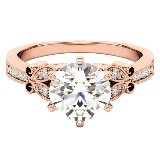 10K Rose Gold Round Cut Lab-Grown Diamond Custom Engagement Ring D Color VVS1 Clarity 3EX IGI Certified