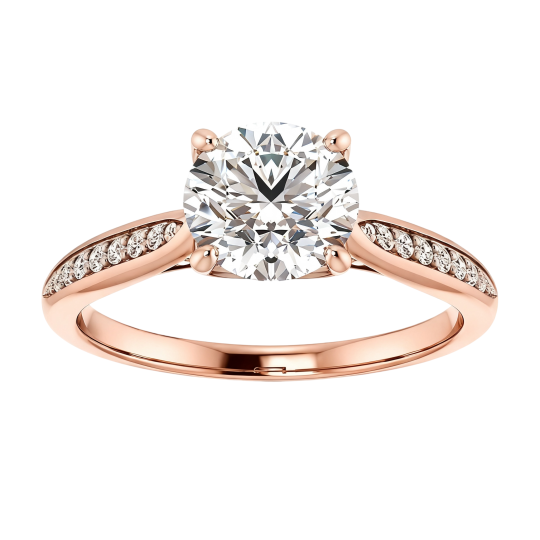 10K Rose Gold Round Cut Lab-Grown Diamond Custom Engagement Ring D Color VVS1 Clarity 3EX IGI Certified