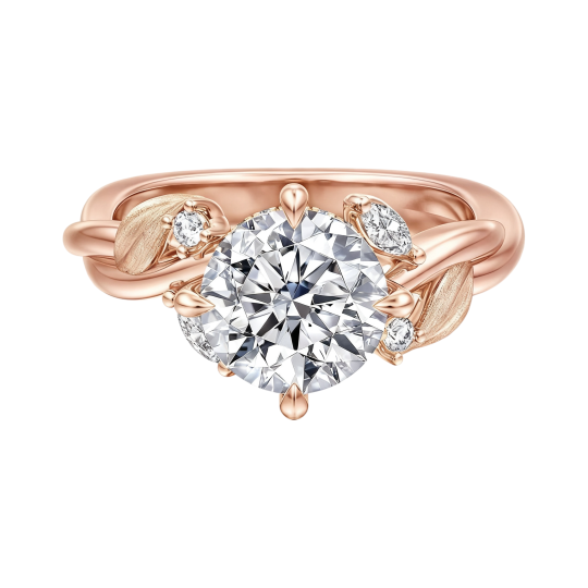 10K Rose Gold Round Cut Lab-Grown Diamond Custom Engagement Ring D Color VVS1 Clarity 3EX IGI Certified