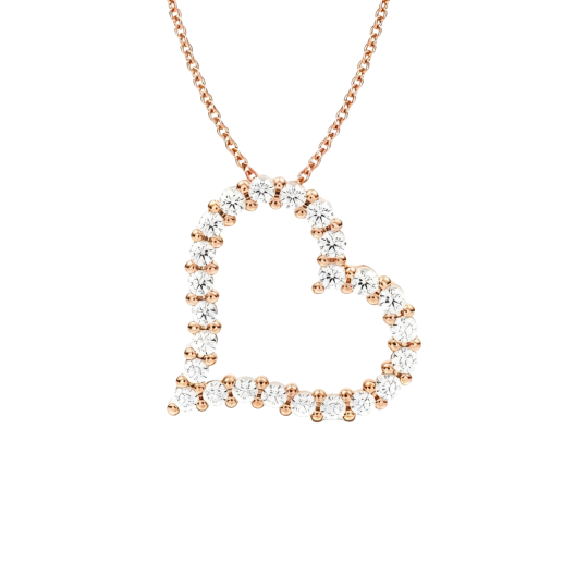 Collares con diamantes cultivados en laboratorio, redondos y con forma de corazón, en oro rosa de 10 quilates.