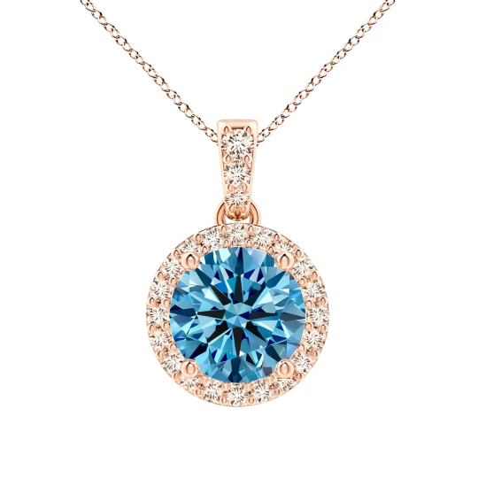 Colliers en or rose 14 carats sertis de diamants ronds de synthèse