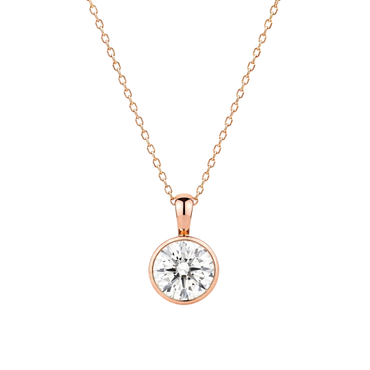 Collares de diamantes cultivados en laboratorio con diamantes redondos de oro rosa de 10 quilates