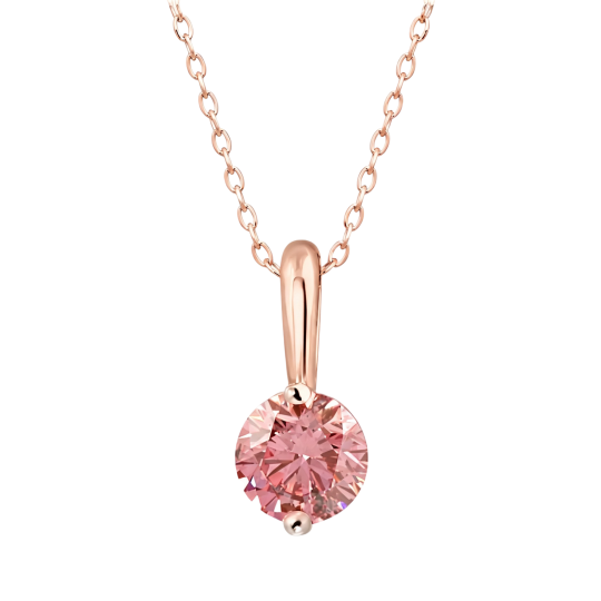 10K Rose Gold Round Cut Lab-Grown Diamond Lab-Grown Diamond Necklaces